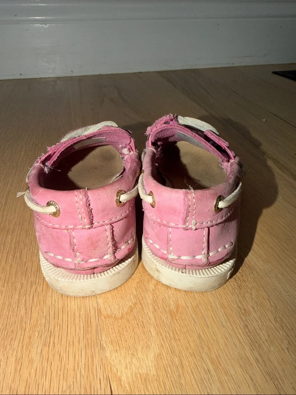 Sperry Pink Kids Moccasin Boat Shoes with White Laces